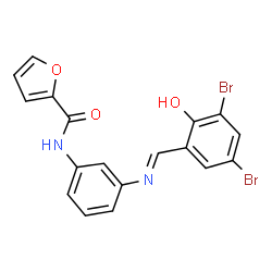 ChemSpider 2D Image | N-{3-[(E)-(3,5-Dibromo-2-hydroxybenzylidene)amino]phenyl}-2-furamide | C18H12Br2N2O3