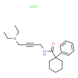 ChemSpider 2D Image | N-[4-(Diethylamino)-2-butyn-1-yl]-1-phenylcyclohexanecarboxamide hydrochloride (1:1) | C21H31ClN2O
