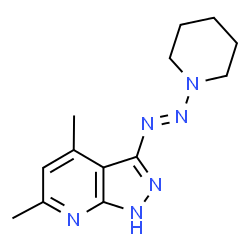 ChemSpider 2D Image | (4,6-Dimethyl-1H-pyrazolo[3,4-b]pyridin-3-yl)-piperidin-1-yl-diazene | C13H18N6