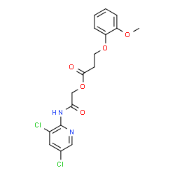 ChemSpider 2D Image | 2-[(3,5-Dichloro-2-pyridinyl)amino]-2-oxoethyl 3-(2-methoxyphenoxy)propanoate | C17H16Cl2N2O5