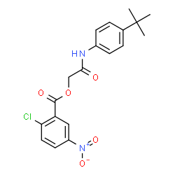 ChemSpider 2D Image | 2-{[4-(2-Methyl-2-propanyl)phenyl]amino}-2-oxoethyl 2-chloro-5-nitrobenzoate | C19H19ClN2O5