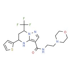 ChemSpider 2D Image | N-[2-(4-Morpholinyl)ethyl]-5-(2-thienyl)-7-(trifluoromethyl)-4,5,6,7-tetrahydropyrazolo[1,5-a]pyrimidine-3-carboxamide | C18H22F3N5O2S