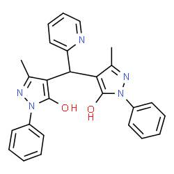 ChemSpider 2D Image | 4,4'-(2-Pyridinylmethylene)bis(3-methyl-1-phenyl-1H-pyrazol-5-ol) | C26H23N5O2