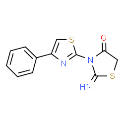 ChemSpider 2D Image | 2-Imino-3-(4-phenyl-1,3-thiazol-2-yl)-1,3-thiazolidin-4-one | C12H9N3OS2