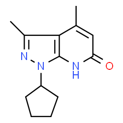 ChemSpider 2D Image | 1-Cyclopentyl-3,4-dimethyl-1,7-dihydro-pyrazolo[3,4-b]pyridin-6-one | C13H17N3O