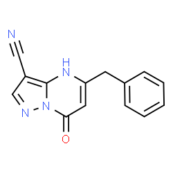 ChemSpider 2D Image | 5-Benzyl-7-oxo-4,7-dihydropyrazolo[1,5-a]pyrimidine-3-carbonitrile | C14H10N4O