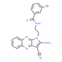 ChemSpider 2D Image | N-[2-(2-Amino-3-cyano-1H-pyrrolo[2,3-b]quinoxalin-1-yl)ethyl]-3-bromobenzamide | C20H15BrN6O