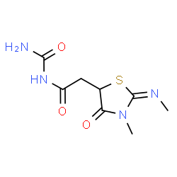 ChemSpider 2D Image | (2-{3-Methyl-2-[(E)-methylimino]-4-oxo-thiazolidin-5-yl}-acetyl)-urea | C8H12N4O3S