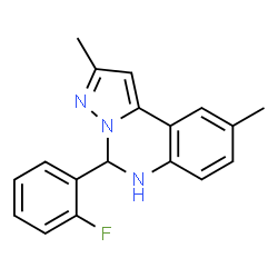 ChemSpider 2D Image | 5-(2-Fluorophenyl)-2,9-dimethyl-5,6-dihydropyrazolo[1,5-c]quinazoline | C18H16FN3