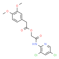 ChemSpider 2D Image | 2-[(3,5-Dichloro-2-pyridinyl)amino]-2-oxoethyl (3,4-dimethoxyphenyl)acetate | C17H16Cl2N2O5