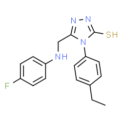ChemSpider 2D Image | 4-(4-Ethylphenyl)-5-{[(4-fluorophenyl)amino]methyl}-2,4-dihydro-3H-1,2,4-triazole-3-thione | C17H17FN4S