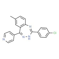 ChemSpider 2D Image | 2-(4-Chlorophenyl)-7-methyl-5-(4-pyridinyl)-1H-1,3,4-benzotriazepine | C20H15ClN4