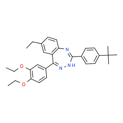 ChemSpider 2D Image | 5-(3,4-Diethoxyphenyl)-7-ethyl-2-[4-(2-methyl-2-propanyl)phenyl]-1H-1,3,4-benzotriazepine | C30H35N3O2