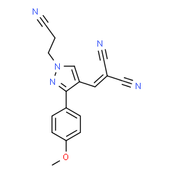 ChemSpider 2D Image | {[1-(2-Cyanoethyl)-3-(4-methoxyphenyl)-1H-pyrazol-4-yl]methylene}malononitrile | C17H13N5O