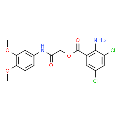 ChemSpider 2D Image | 2-[(3,4-Dimethoxyphenyl)amino]-2-oxoethyl 2-amino-3,5-dichlorobenzoate | C17H16Cl2N2O5