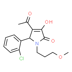 ChemSpider 2D Image | 4-Acetyl-5-(2-chlorophenyl)-3-hydroxy-1-(3-methoxypropyl)-1,5-dihydro-2H-pyrrol-2-one | C16H18ClNO4