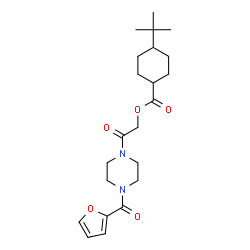 ChemSpider 2D Image | 2-[4-(2-Furoyl)-1-piperazinyl]-2-oxoethyl 4-(2-methyl-2-propanyl)cyclohexanecarboxylate | C22H32N2O5