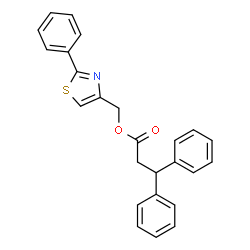 ChemSpider 2D Image | (2-Phenyl-1,3-thiazol-4-yl)methyl 3,3-diphenylpropanoate | C25H21NO2S