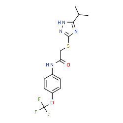 ChemSpider 2D Image | 2-[(5-Isopropyl-1H-1,2,4-triazol-3-yl)sulfanyl]-N-[4-(trifluoromethoxy)phenyl]acetamide | C14H15F3N4O2S