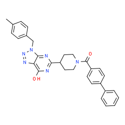 ChemSpider 2D Image | [4-[7-hydroxy-3-(p-tolylmethyl)triazolo[5,4-d]pyrimidin-5-yl]-1-piperidyl]-(4-phenylphenyl)methanone | C30H28N6O2