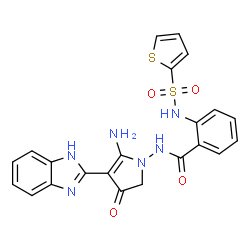 ChemSpider 2D Image | N-[5-Amino-4-(1H-benzimidazol-2-yl)-3-oxo-2,3-dihydro-1H-pyrrol-1-yl]-2-[(2-thienylsulfonyl)amino]benzamide | C22H18N6O4S2