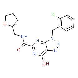 ChemSpider 2D Image | 3-(2-Chlorobenzyl)-7-hydroxy-N-(tetrahydro-2-furanylmethyl)-3H-[1,2,3]triazolo[4,5-d]pyrimidine-5-carboxamide | C17H17ClN6O3