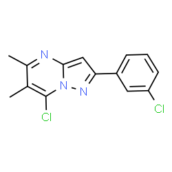 ChemSpider 2D Image | 7-Chloro-2-(3-chlorophenyl)-5,6-dimethylpyrazolo[1,5-a]pyrimidine | C14H11Cl2N3