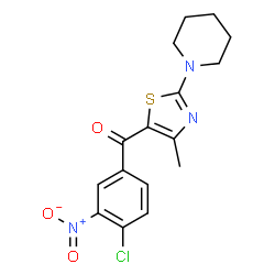 ChemSpider 2D Image | (4-chloro-3-nitrophenyl)(4-methyl-2-piperidin-1-yl-1,3-thiazol-5-yl)methanone | C16H16ClN3O3S