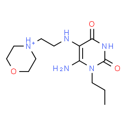 ChemSpider 2D Image | 4-{2-[(6-Amino-2,4-dioxo-1-propyl-1,2,3,4-tetrahydro-5-pyrimidinyl)amino]ethyl}morpholin-4-ium | C13H24N5O3