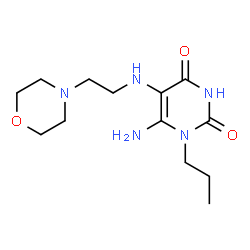 ChemSpider 2D Image | 6-amino-5-[(2-morpholin-4-ylethyl)amino]-1-propylpyrimidine-2,4(1H,3H)-dione | C13H23N5O3