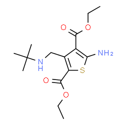 ChemSpider 2D Image | diethyl 5-amino-3-[(tert-butylamino)methyl]thiophene-2,4-dicarboxylate | C15H24N2O4S