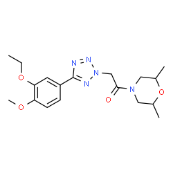 ChemSpider 2D Image | 1-(2,6-Dimethyl-4-morpholinyl)-2-[5-(3-ethoxy-4-methoxyphenyl)-2H-tetrazol-2-yl]ethanone | C18H25N5O4