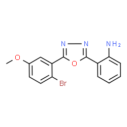 ChemSpider 2D Image | 2-[5-(2-Bromo-5-methoxyphenyl)-1,3,4-oxadiazol-2-yl]aniline | C15H12BrN3O2