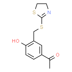 ChemSpider 2D Image | 1-{3-[(4,5-dihydro-1,3-thiazol-2-ylthio)methyl]-4-hydroxyphenyl}ethanone | C12H13NO2S2