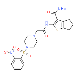 ChemSpider 2D Image | 2-[({4-[(2-Nitrophenyl)sulfonyl]-1-piperazinyl}acetyl)amino]-5,6-dihydro-4H-cyclopenta[b]thiophene-3-carboxamide | C20H23N5O6S2