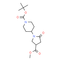 ChemSpider 2D Image | 1,1-Dimethylethyl 4-[4-(methoxycarbonyl)-2-oxo-1-pyrrolidinyl]-1-piperidinecarboxylate | C16H26N2O5