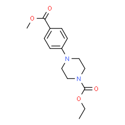 ChemSpider 2D Image | Ethyl 4-[4-(methoxycarbonyl)phenyl]-1-piperazinecarboxylate | C15H20N2O4