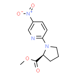 ChemSpider 2D Image | Methyl 1-(5-nitro-2-pyridinyl)-L-prolinate | C11H13N3O4