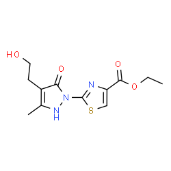 ChemSpider 2D Image | ethyl 2-(4-(2-hydroxyethyl)-3-methyl-5-oxo-2,5-dihydro-1H-pyrazol-1-yl)thiazole-4-carboxylate | C12H15N3O4S
