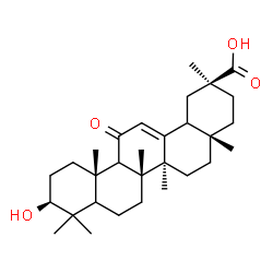 ChemSpider 2D Image | (3beta,5xi,9xi,18xi)-3-Hydroxy-11-oxoolean-12-en-30-oic acid | C30H46O4