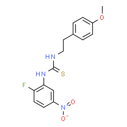ChemSpider 2D Image | 1-(2-Fluoro-5-nitrophenyl)-3-[2-(4-methoxyphenyl)ethyl]thiourea | C16H16FN3O3S