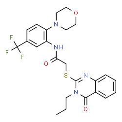 ChemSpider 2D Image | N-[2-(4-Morpholinyl)-5-(trifluoromethyl)phenyl]-2-[(4-oxo-3-propyl-3,4-dihydro-2-quinazolinyl)sulfanyl]acetamide | C24H25F3N4O3S