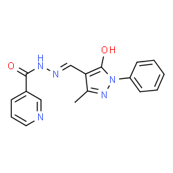 ChemSpider 2D Image | N'-[(E)-(5-Hydroxy-3-methyl-1-phenyl-1H-pyrazol-4-yl)methylene]nicotinohydrazide | C17H15N5O2