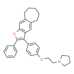 ChemSpider 2D Image | 1-{2-[4-(2-Phenyl-6,7,8,9-tetrahydro-5H-cyclohepta[4,5]benzo[1,2-b]furan-3-yl)phenoxy]ethyl}pyrrolidine | C31H33NO2