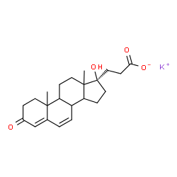 ChemSpider 2D Image | Potassium 3-[(17R)-17-hydroxy-10,13-dimethyl-3-oxo-2,3,8,9,10,11,12,13,14,15,16,17-dodecahydro-1H-cyclopenta[a]phenanthren-17-yl]propanoate | C22H29KO4