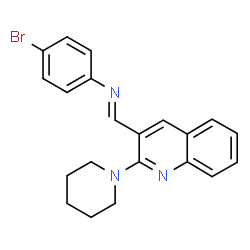 ChemSpider 2D Image | (E)-N-(4-Bromophenyl)-1-[2-(1-piperidinyl)-3-quinolinyl]methanimine | C21H20BrN3