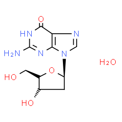 ChemSpider 2D Image | 2-Amino-9-(2-deoxy-alpha-L-erythro-pentofuranosyl)-1,9-dihydro-6H-purin-6-one hydrate (1:1) | C10H15N5O5