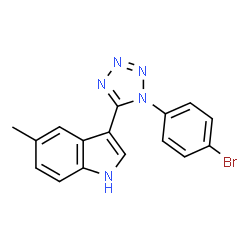 ChemSpider 2D Image | 3-[1-(4-Bromophenyl)-1H-tetrazol-5-yl]-5-methyl-1H-indole | C16H12BrN5