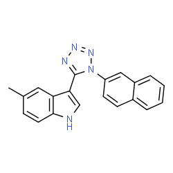 ChemSpider 2D Image | 5-Methyl-3-[1-(2-naphthyl)-1H-tetrazol-5-yl]-1H-indole | C20H15N5
