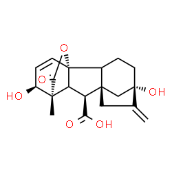 ChemSpider 2D Image | (1R,5S,8S,9S,12S)-5,12-Dihydroxy-11-methyl-6-methylene-16-oxo-15-oxapentacyclo[9.3.2.1~5,8~.0~1,10~.0~2,8~]heptadec-13-ene-9-carboxylic acid | C19H22O6